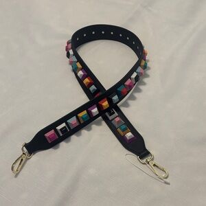 Clearly Pop detachable crossbody Strap in Black Multi vegan leather artsy NWOT